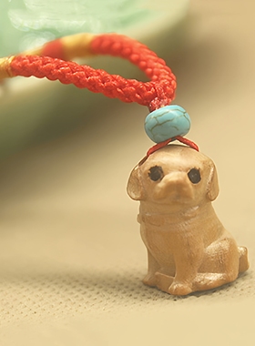 桃木生肖狗吊坠木质小狗挂饰宝宝