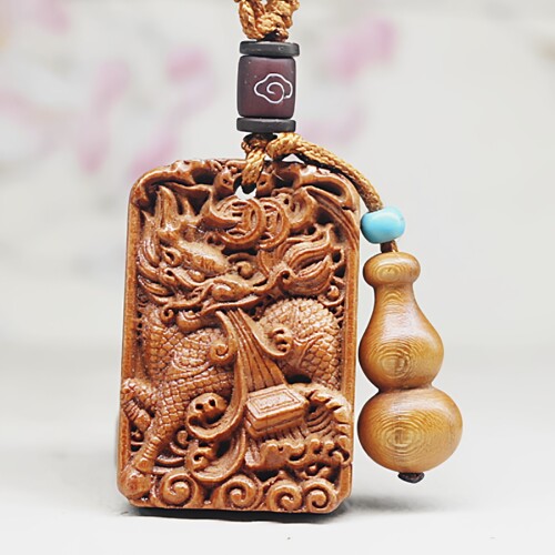 桃木麒麟护主钥匙扣挂件葫芦吊坠