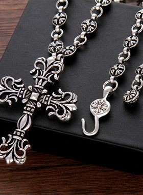 克罗合金圆珠男女十字架项链镂空