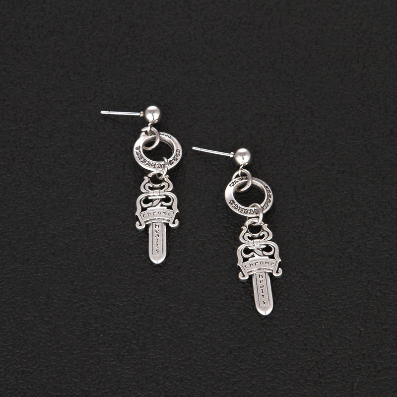 新款欧美朋克女耳饰小众男个性街头时尚礼物银色耳针吊坠圣剑耳钉