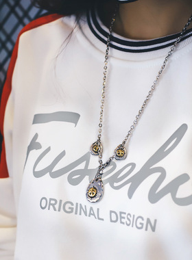 高桥钛钢个性男女三吊坠项链飞鹰