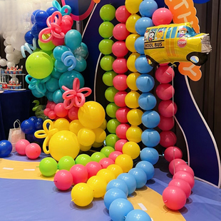儿童6寸尾巴气球串多巴胺彩色生日马卡龙装饰教室店铺场景布置10