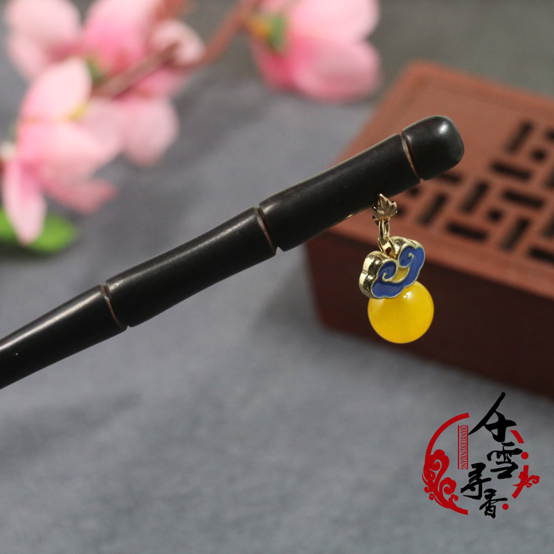 古风黑檀木步摇流苏汉服发簪 古代淑女簪子发饰古装盘发头饰包邮