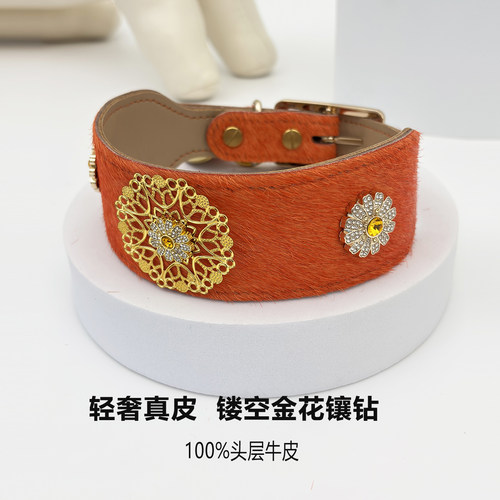 支持定制短毛绒真皮镶钻宠物项圈