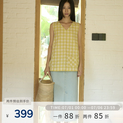 新疆长绒棉精梳泡泡肌理V领背心