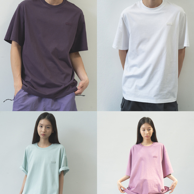 260克紫色短袖T恤男圆领宽松上衣