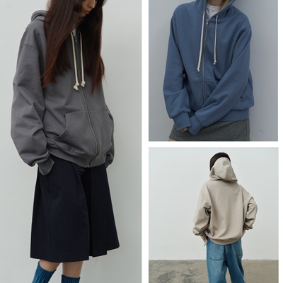 WITHSUUGAR｜秋冬「自发热」锁温黑科技拉绒宽松连帽纯色卫衣