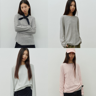 WITHSUUGAR｜四季可穿天丝索罗娜棉混纺纯色长袖T恤 宽松打底衫