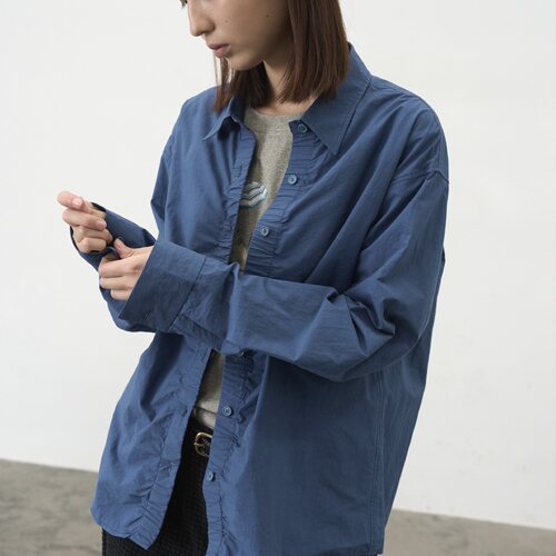 长绒棉汉麻褶皱长袖衬衫