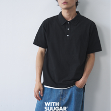 WITHSUUGAR｜索罗娜黑色polo衫男年轻款夏季薄款宽松翻领短袖T恤