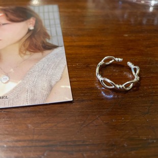 高级感 label通体S925纯银镂空开口戒指happyrim自留款 自制out