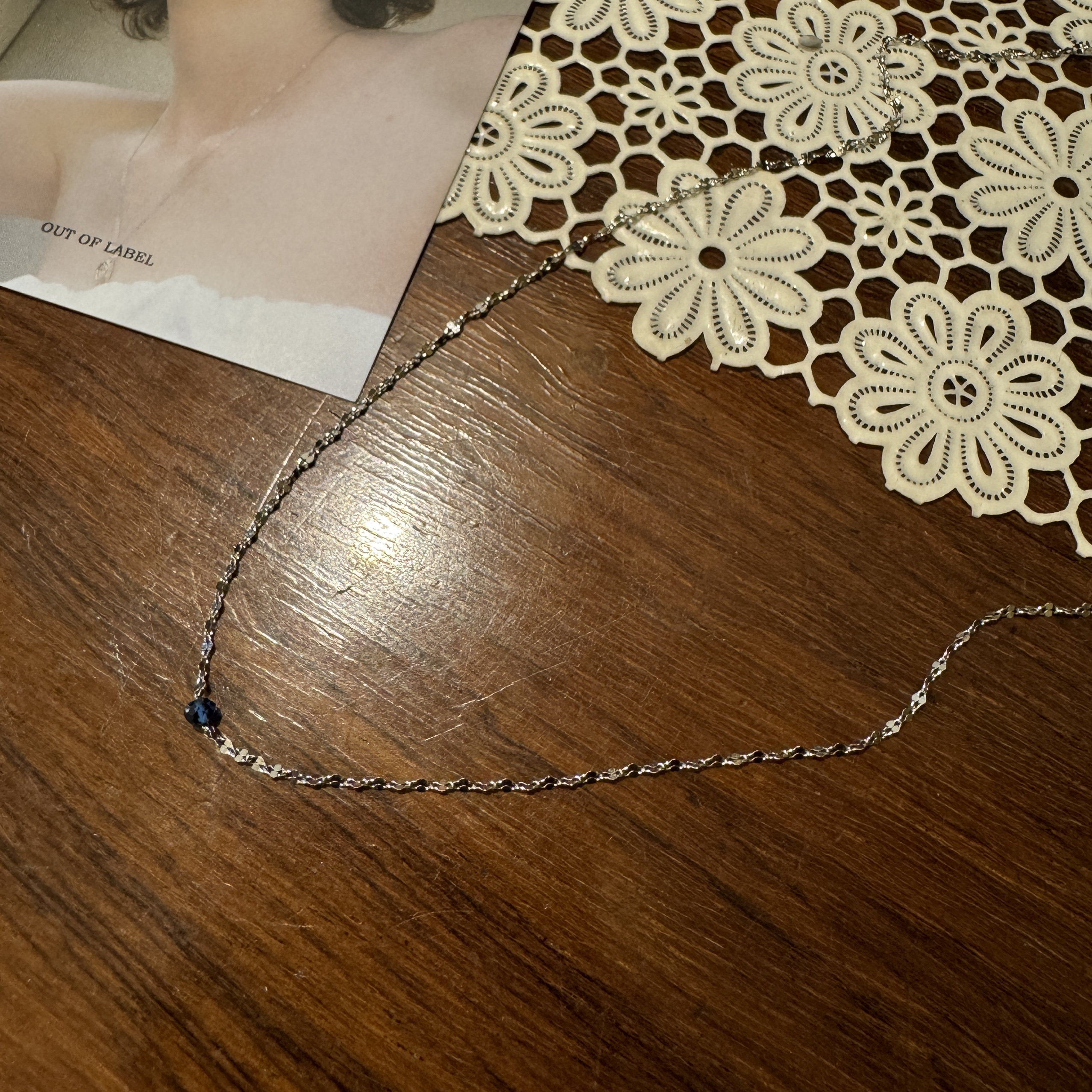 韩国巨闪S925纯银电镀白金锁骨链