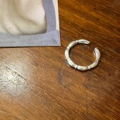 自制韩国out label通体S925纯银亮银开口拉丝戒指女小众设计