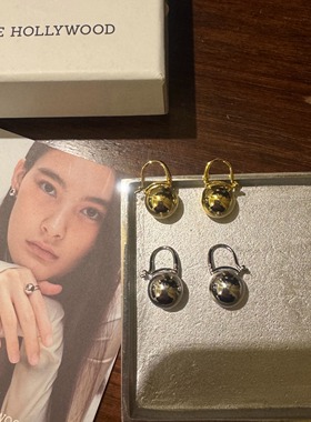 自制vintage hollywood圆球镀金镀银吊坠耳钉