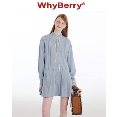 whyberry纯色衬衫连衣裙宽松甜美