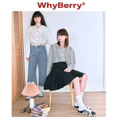 WhyBerry 24SS“半岛情书”海军领衬衫休闲宽松花边爱心纽扣长袖