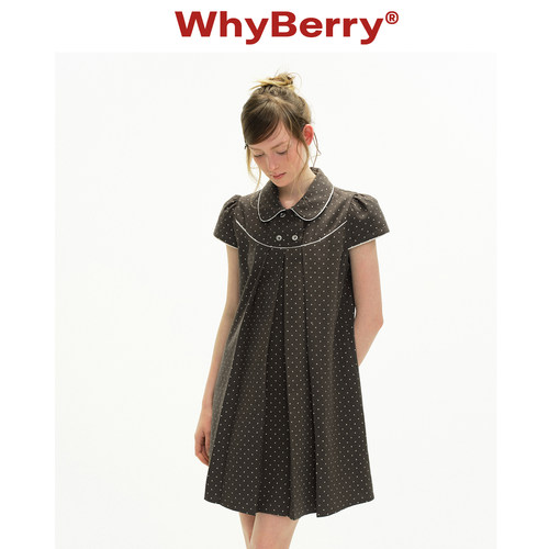 WhyBerry 26SS“迷雾洛可可”复古波点连衣裙女小个子韩系短裙