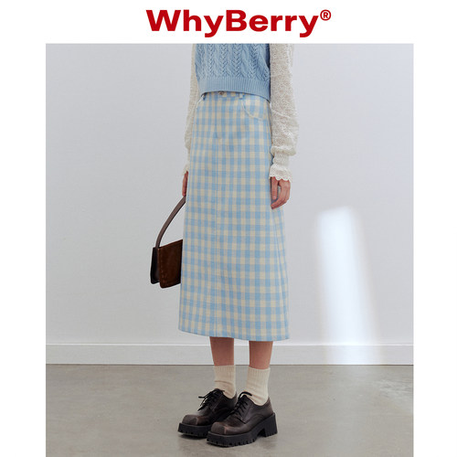 WhyBerry直筒开叉半身裙