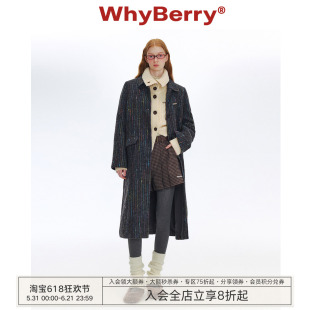 【宅子同款】WhyBerry“半糖摩卡”黑色长款大衣复古外套冬/现货