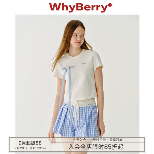 WhyBerry 25SS“春日来信”蝴蝶结飘带T恤短袖甜美