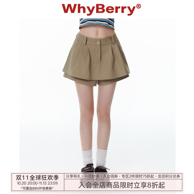 WhyBerry 25SS“夏的际遇”短款A字裙裤复古小个子短裤夏季2026新