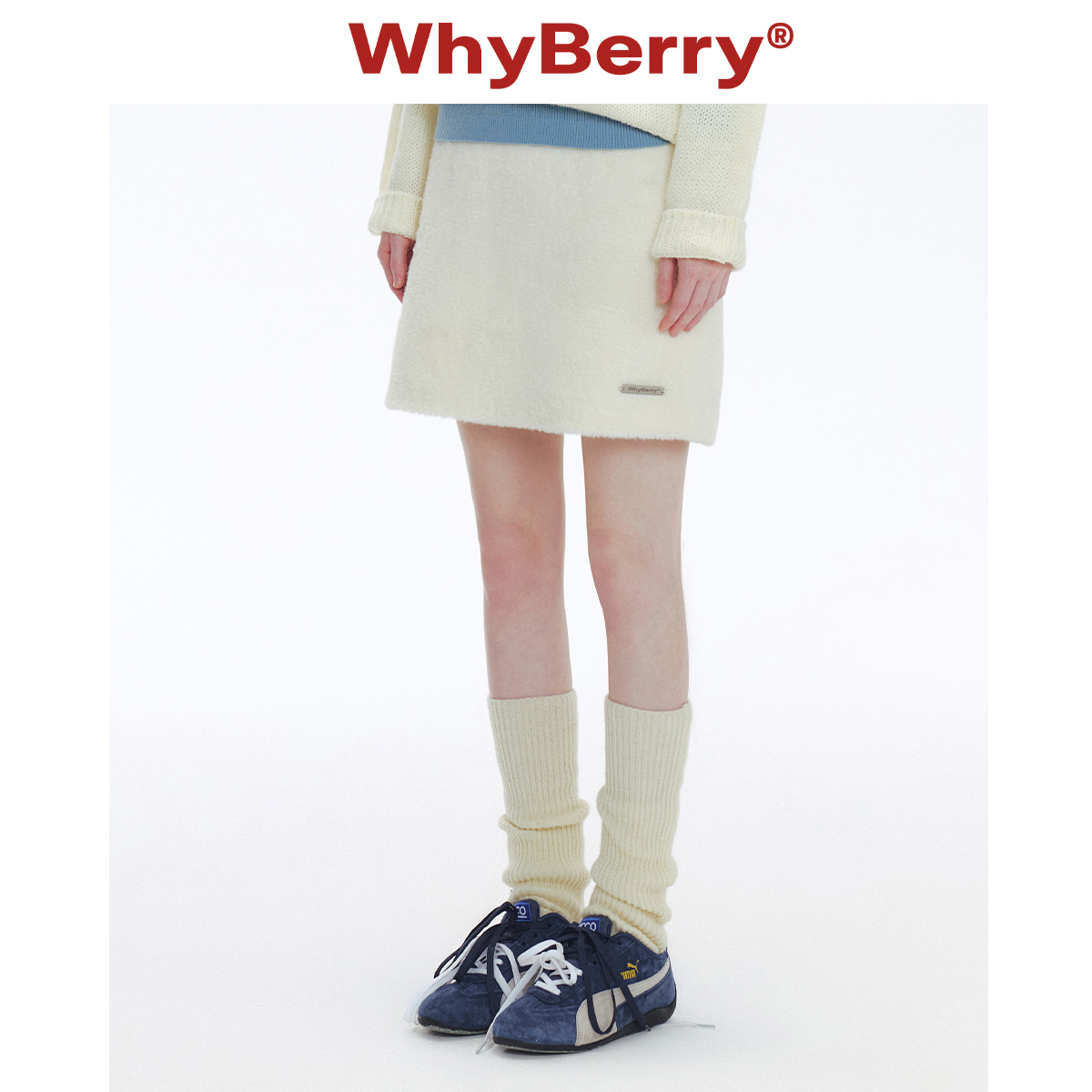 WhyBerry 24AW“绒绒雪”复古百搭小香风半身裙A字裙女2024年秋冬