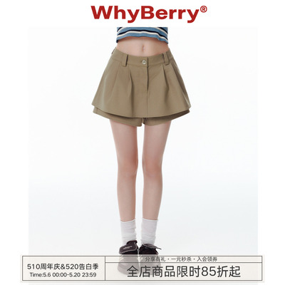 WhyBerry 25SS“夏的际遇”短款A字裙裤复古小个子短裤夏季2026新