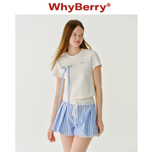 WhyBerry 25SS“春日来信”蝴蝶结飘带T恤短袖甜美