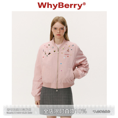 WhyBerry 25AW“BERRY乐园”印花夹棉飞行夹克2025秋冬防风外套