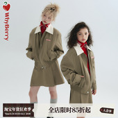 22AW 时髦好穿 原创设计卡其色美式 WhyBerry 垫肩夹克外套套装