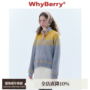 针织衫 WhyBerry 费尔岛渐变色宽松毛衣长袖 冰岛赞歌 女 24AW