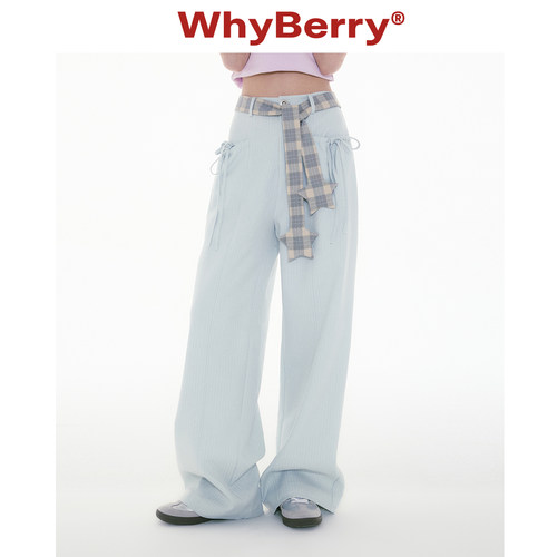 WhyBerry 25SS“流星轨迹”立体口袋长裤宽松自然腰裤休闲小个子