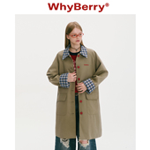 复古英伦格纹长外套撞色风衣秋冬大衣 柏林假日 WhyBerry 25AW