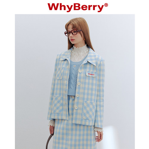 WhyBerry绣花格子外套短外套