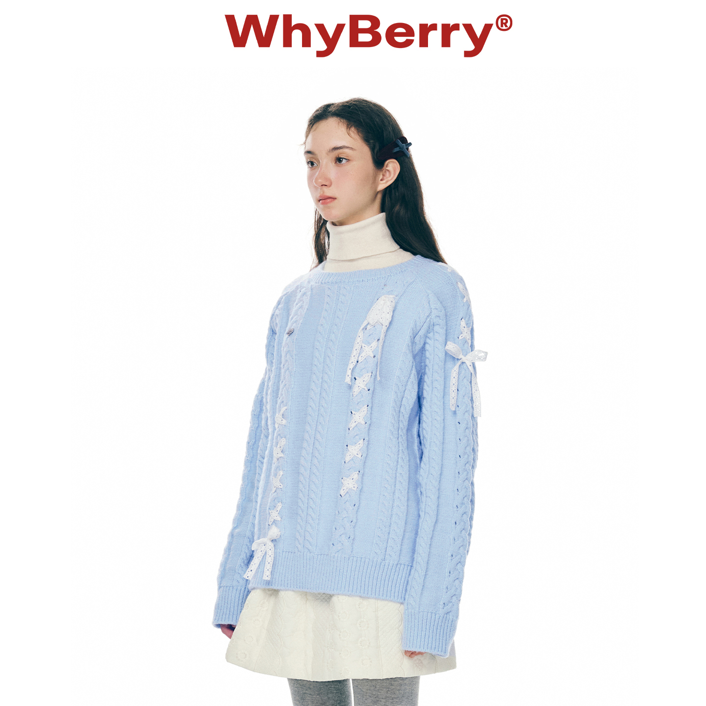 【12.08上新 限时8折起】WhyBerry 25AW“暮色花织”绑带破洞毛衣
