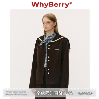 WhyBerry 25AW“草莓航海家”海军领灯芯绒外套复古宽松秋季上衣