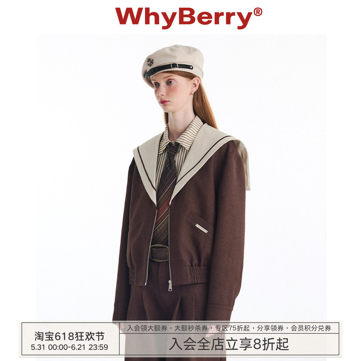 WhyBerry 24AW“星海探险家”海军领外套复古英伦风长袖夹克廓形