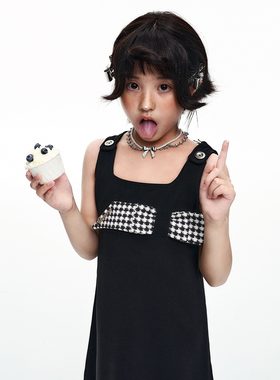 【售空下架】WhyBerry定制 22S/S撞色格子胸前蝴蝶结背心裙背心