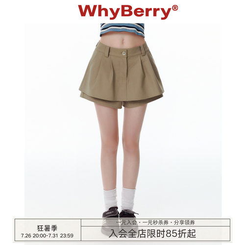 WhyBerry 25SS“夏的际遇”短款A字裙裤复古小个子短裤夏季2026新