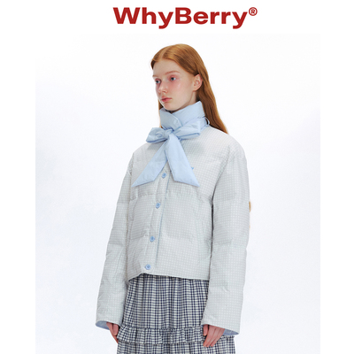 WhyBerry 24AW“冬日礼”两面穿羽绒服蝴蝶结飘带浅色2024年秋冬