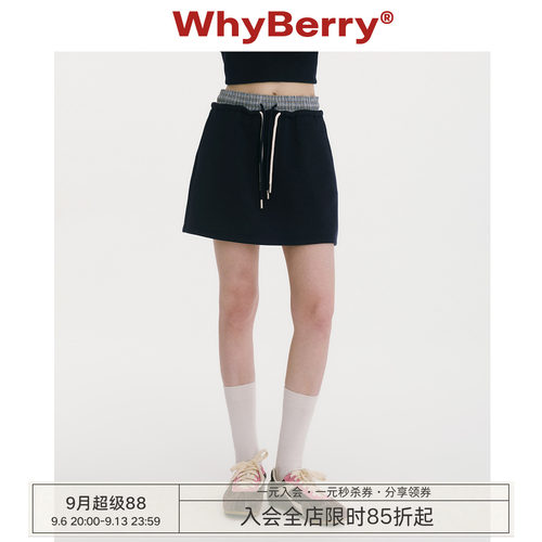 WhyBerry 25AW“禁止时髦”格纹腰头拼接卫裙韩系松弛感减龄短裙