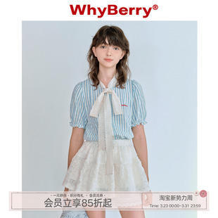泡泡袖 WhyBerry 蕾丝蝴蝶结衬衫 糖豆少女 花边衬衣甜美风 24SS