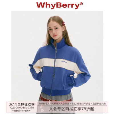 WhyBerry 25AW“复古回溯”美式棒球服时髦短外套拼接卫衣秋冬