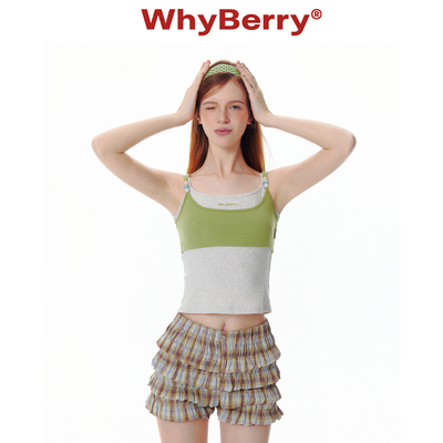 WhyBerry撞色针织背心