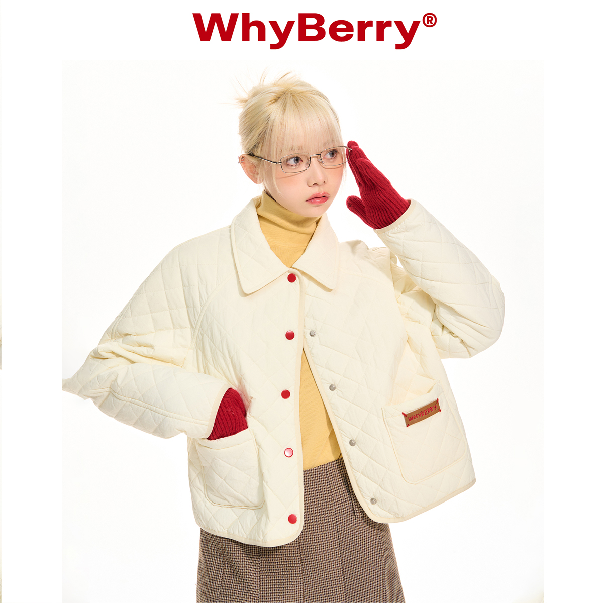 WhyBerry丝绵绗棉菱格棉服