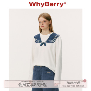长袖 WhyBerry 原创海军领印花T恤少女风秋季 航海物语 上衣 25AW
