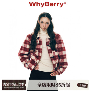 WhyBerry 25AW“草莓礼”原创复古毛呢外套牛角扣短款上衣女秋冬