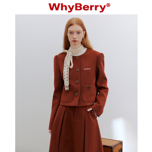 短款 WhyBerry 复古泡泡袖 热红酒 圆领外套圣诞氛围感上衣 24SS