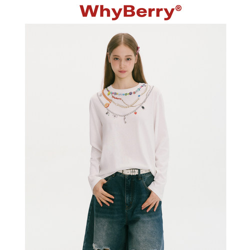 WhyBerry 25AW“夏末回讯”原创链条印花上衣鬼马少女感长袖打底