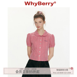 衬衫 WhyBerry 红色格子娃娃领短袖 花物语 百搭上衣女春夏 26SS
